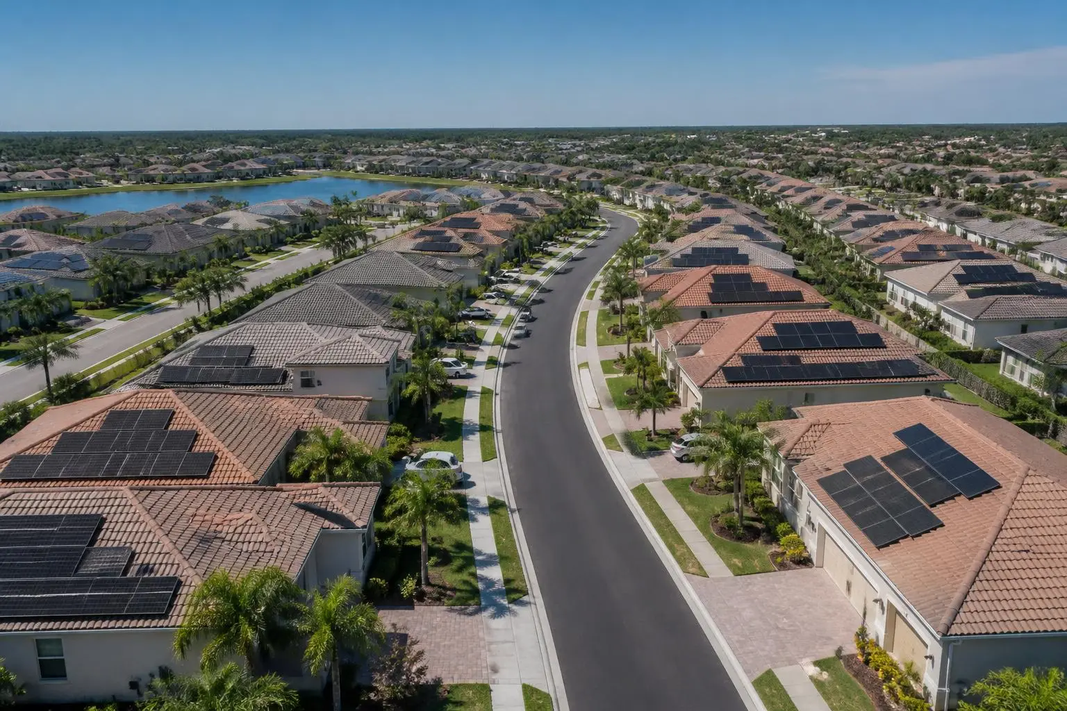 Florida neighborhood with rooftop solar