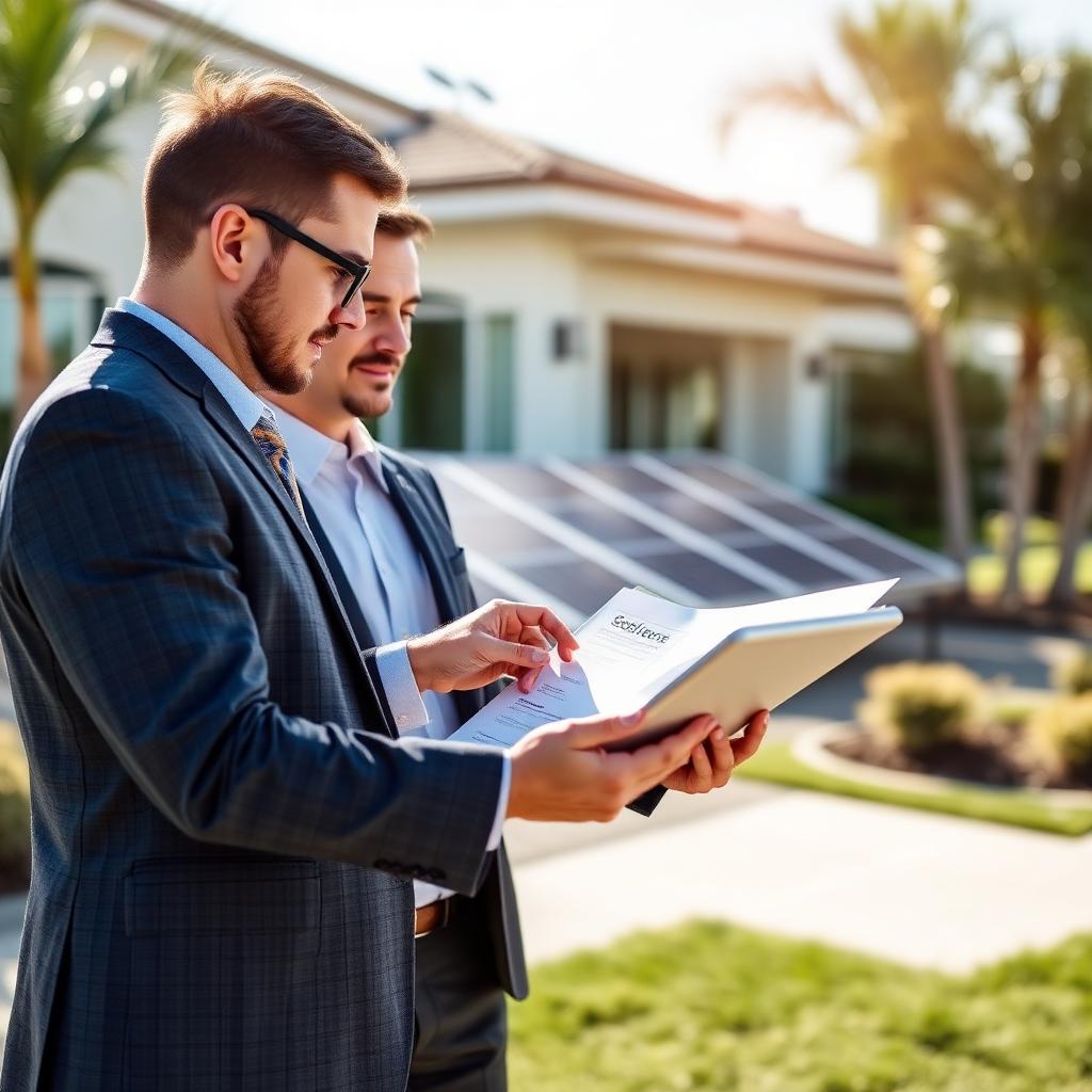 SunSurge partner reviewing solar plans with a homeowner